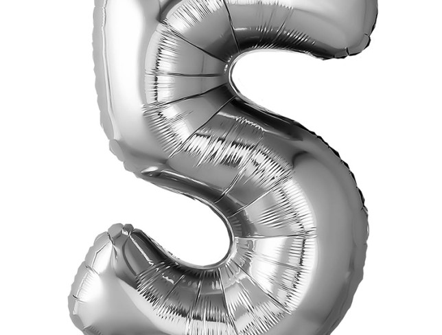 Balon cifra din folie "5" argintiu foto